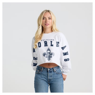 New Orleans Pelicans Fanatics Women's Spirit Jersey Cropped Long Sleeve T-Shirt - White