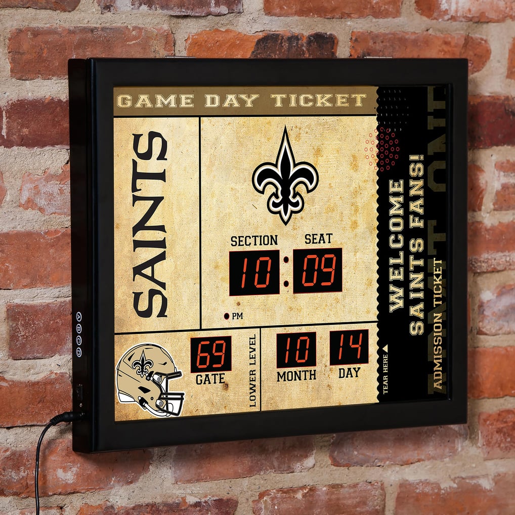  New Orleans Saints 15" x 19" Bluetooth Scoreboard Wall Clock