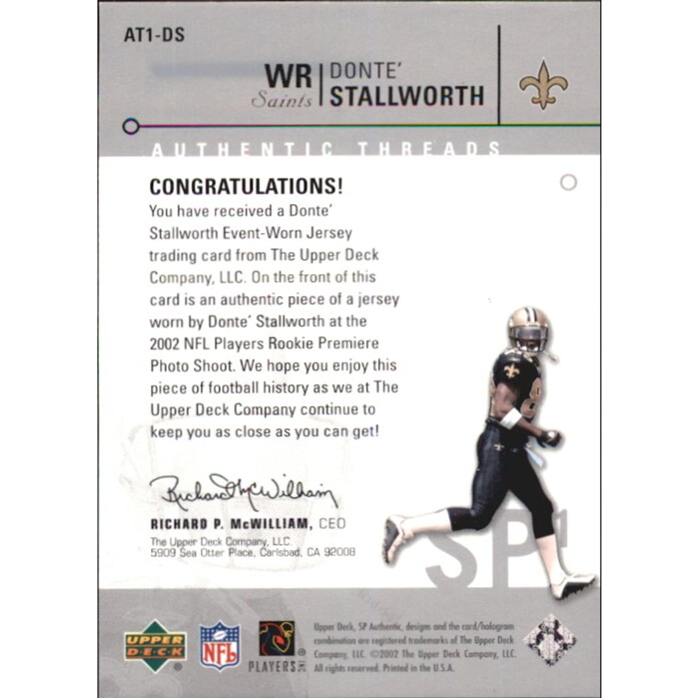 2002 SP Authentic Threads #AT1DS Donte Stallworth