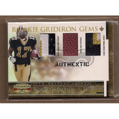 2007 Donruss Gridiron Gear Rookie Jerseys Trios Prime #220 Robert Meachem