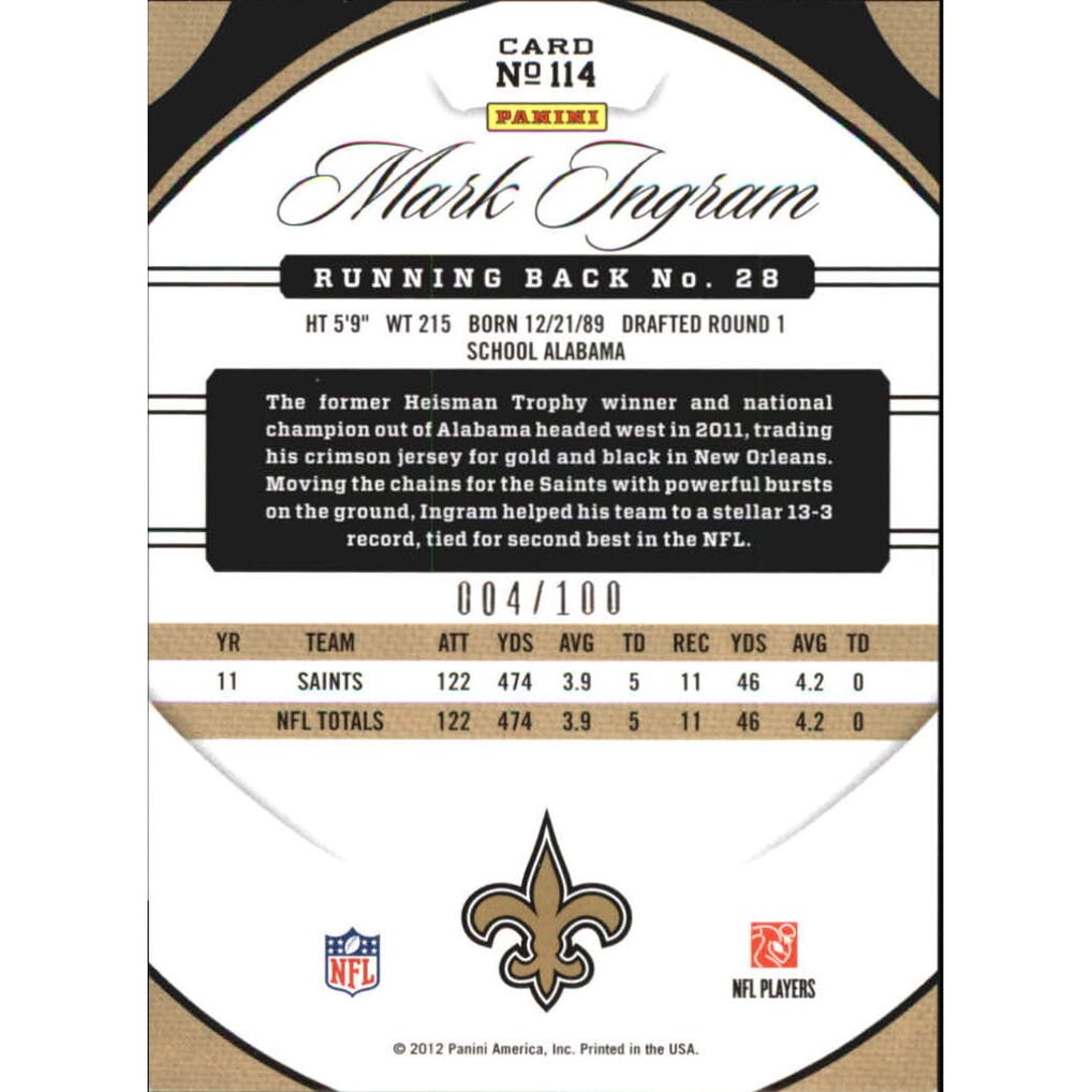 2012 Certified Mirror Blue #114 Mark Ingram