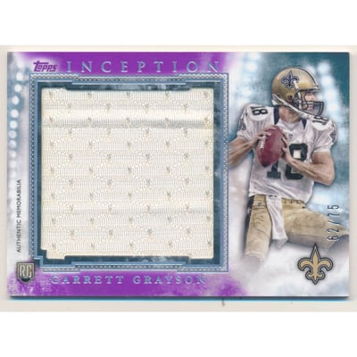 2015 Topps Inception Rookie Relics Jumbo Patch Purple #RJRGG Garrett Grayson