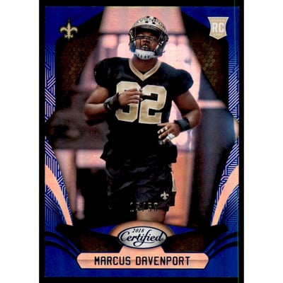 2018 Certified Mirror Blue #157 Marcus Davenport
