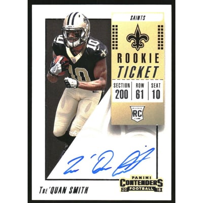 2018 Panini Contenders #127A Tre'Quan Smith AU RC/(running left)
