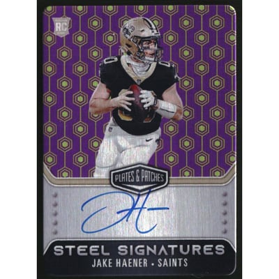 2023 Panini Plates and Patches Rookie Steel Signatures Vector #20 Jake Haener