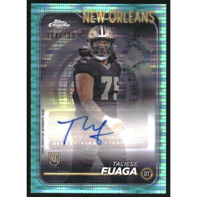 2024 Topps Chrome Rookie Autographs Aqua Sonar Refractors #RATFU Taliese Fuaga