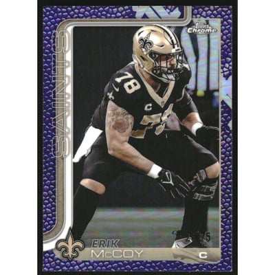 2025 Topps Chrome Football Leather Purple Refractors #223 Erik McCoy