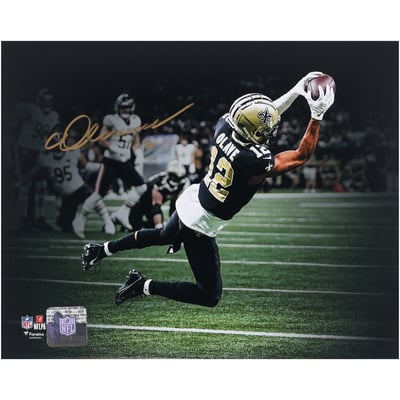 Chris Olave New Orleans Saints Autographed Fanatics Authentic 8" x 10" Touchdown vs. Chicago Bears Spotlight Photograph