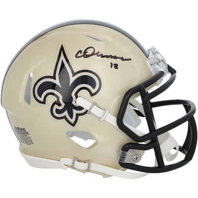 Chris Olave New Orleans Saints Autographed Fanatics Authentic Riddell 60th Anniversary Speed Mini Helmet