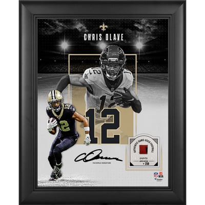 Chris Olave New Orleans Saints Facsimile Signature Fanatics Authentic Framed 11" x 14" Showcase Collage with a Piece of Game-Used Football - Limited Edition of 250