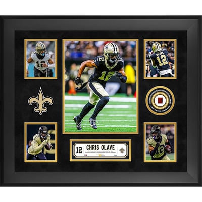 Chris Olave New Orleans Saints Fanatics Authentic Framed 20" x 24" 5-Photo Collage with a Piece of Game-Used Football - Limited Edition of 500