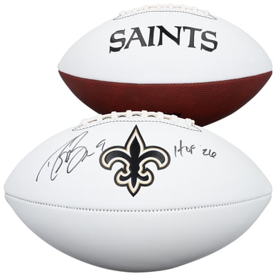 Drew Brees New Orleans Saints Autographed Fanatics Authentic Franklin White Panel Football with "HOF 26" Inscription