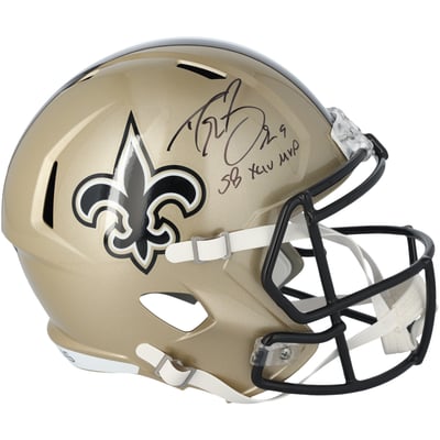 Drew Brees New Orleans Saints Autographed Fanatics Authentic Riddell Speed Replica Helmet with "SB XLIV MVP" Inscription