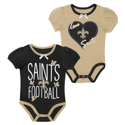  New Orleans Saints Outerstuff Girls Infant Star Power Two-Pack Bodysuit Set - Black