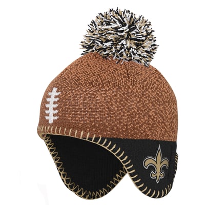 New Orleans Saints Outerstuff Infant Football Head Knit Hat with Pom - Brown