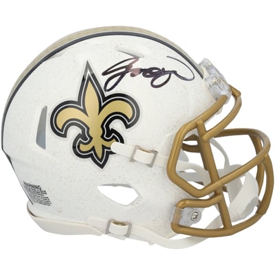 Jordyn Tyson New Orleans Saints Autographed Fanatics Authentic Riddell 2025 Alternate Speed Mini Helmet 