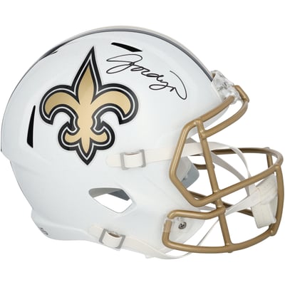 Jordyn Tyson New Orleans Saints Autographed Fanatics Authentic Riddell 2025 Alternate Speed Replica Helmet 