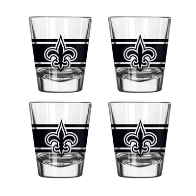 New Orleans Saints Logo Brands Four-Piece Stripe Shot Glass Set