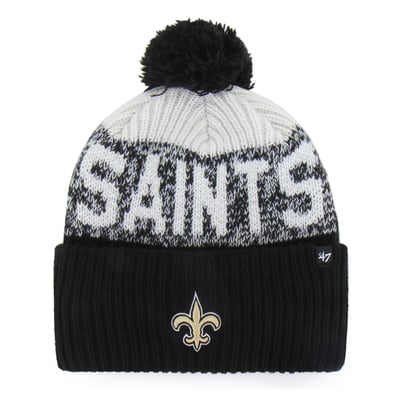  New Orleans Saints '47  Bone Chill Cuffed Knit Hat with Pom - Black