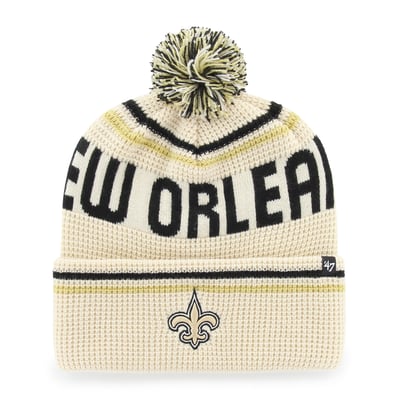  New Orleans Saints '47 Quattrle Cuffed Knit Hat with Pom - Natural