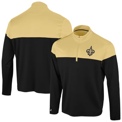 New Orleans Saints Antigua Hinder Quarter-Zip Pullover - Black/Vegas Gold