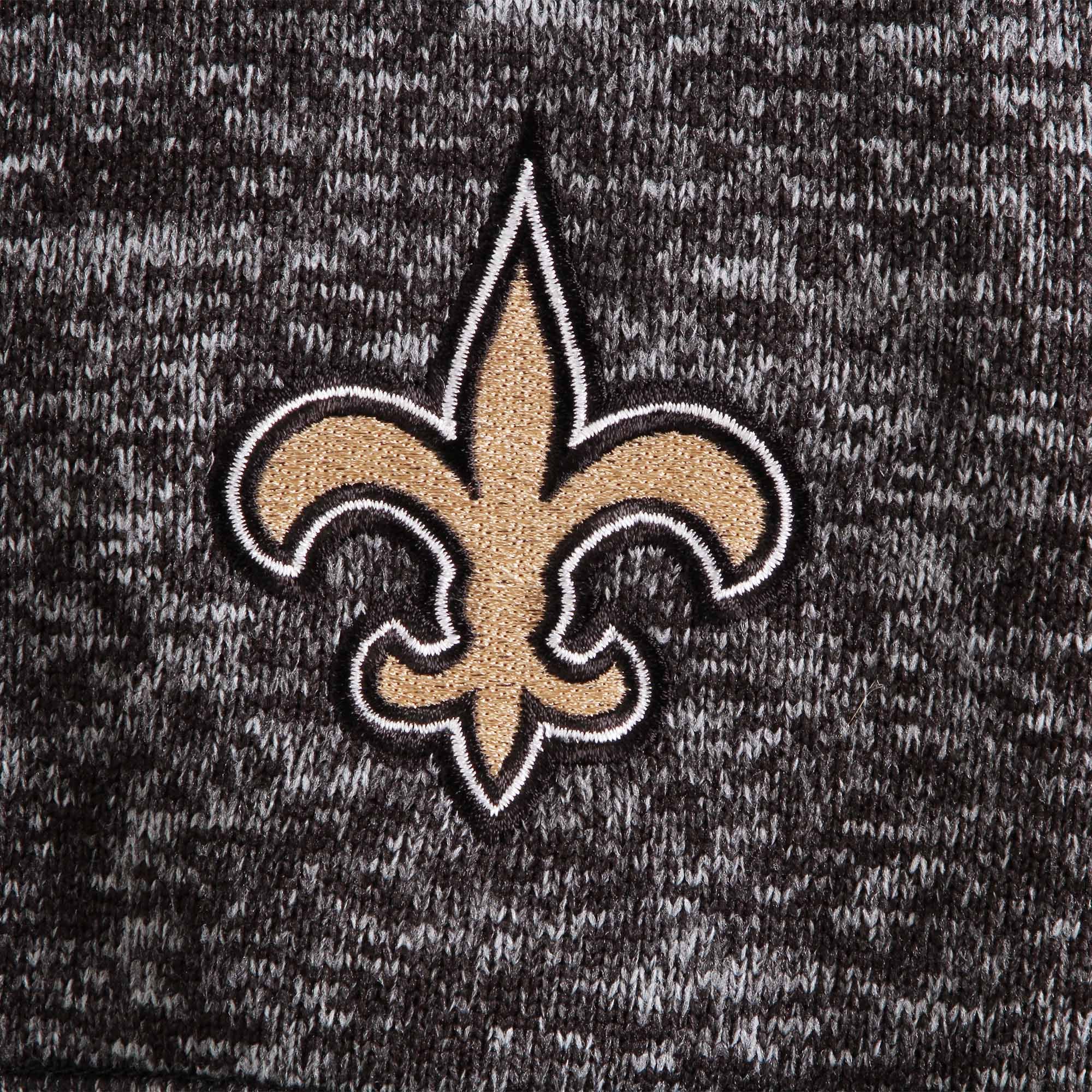Men's Antigua Heather Black New Orleans Saints Fortune Quarter-Zip