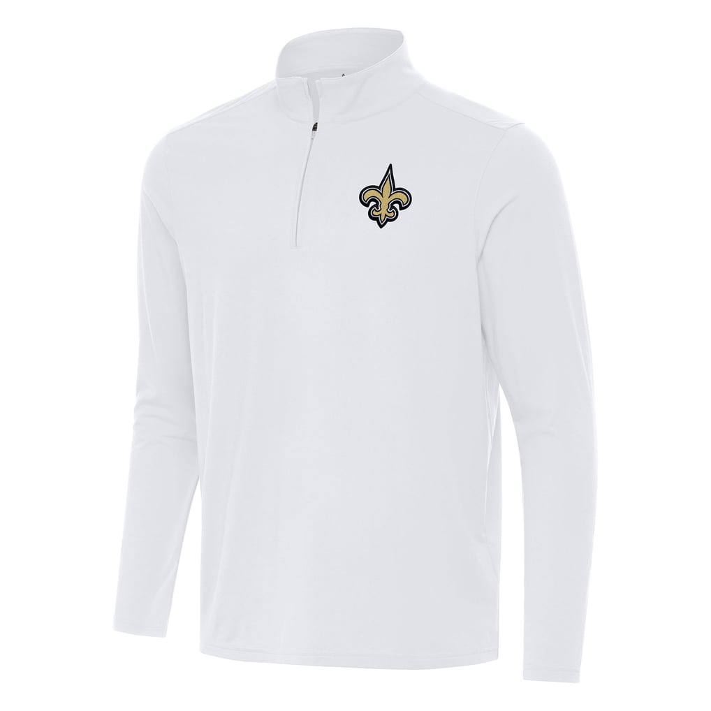 New Orleans Saints Antigua Intent Quarter-Zip Pullover Top - White