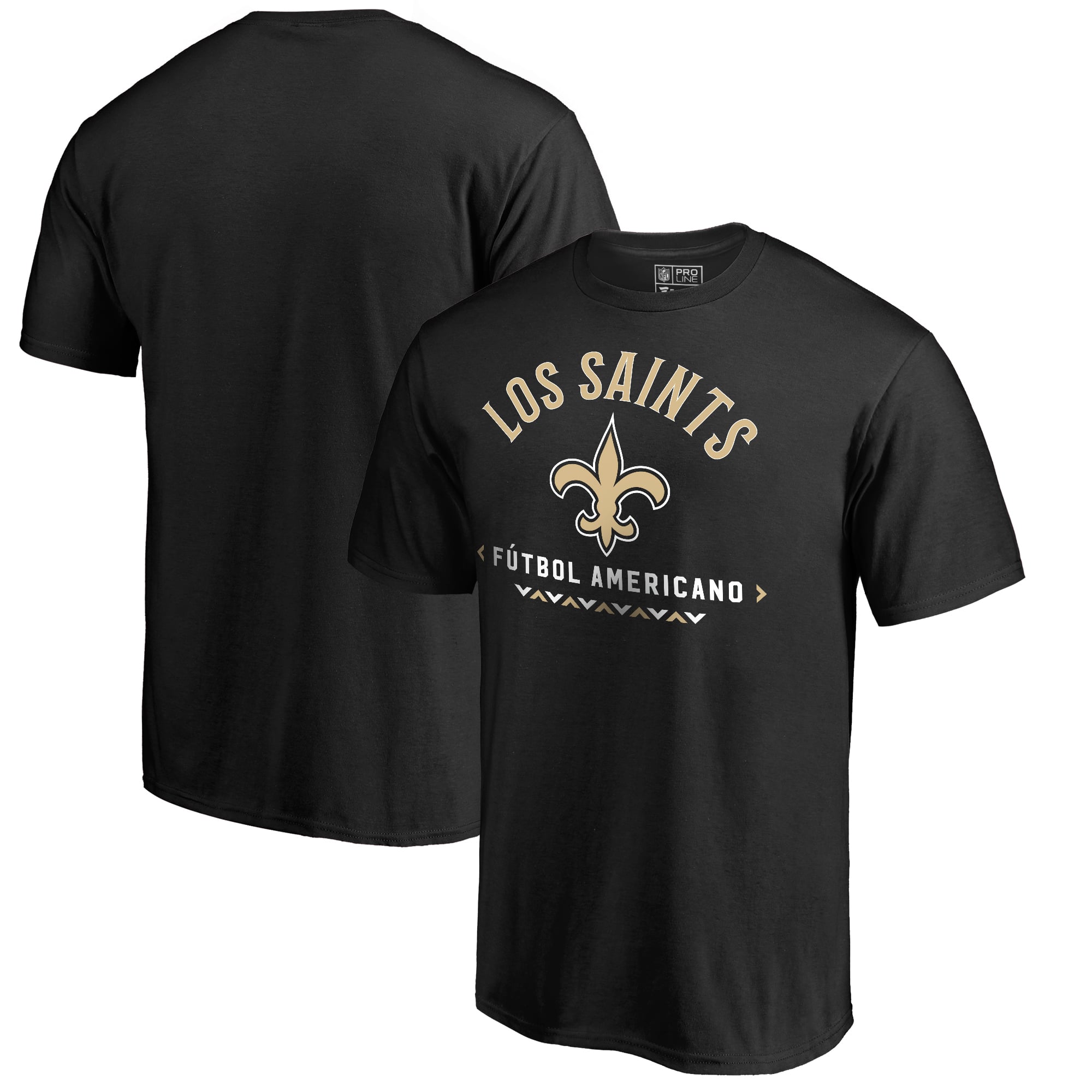 Men's Black New Orleans Saints Futbol Americano T-Shirt
