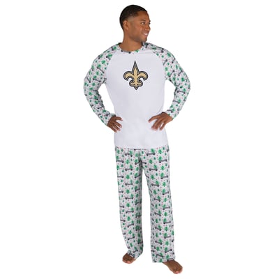 New Orleans Saints Concepts Sport Frostbite Knit Long Sleeve Top & Pants Sleep Set - White
