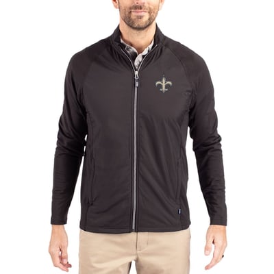 New Orleans Saints Cutter & Buck Adapt Eco Knit Full-Zip Jacket - Black