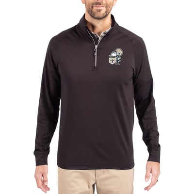 New Orleans Saints Cutter & Buck Adapt Eco Knit Stretch Recycled Quarter-Zip Throwback Pullover Top - Black