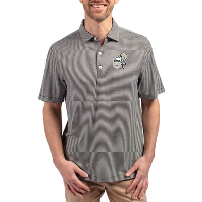  New Orleans Saints Cutter & Buck Throwback Forge Eco Double Stripe Stretch Recycled Polo - Black/White