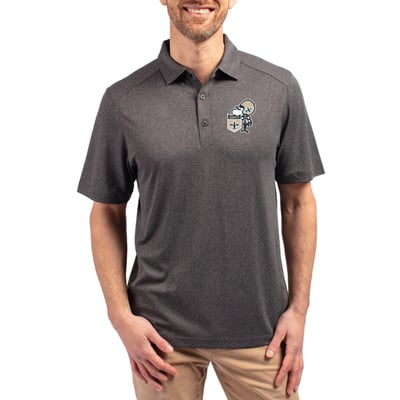  New Orleans Saints Cutter & Buck Throwback Forge Eco Stretch Recycled Polo - Heather Black