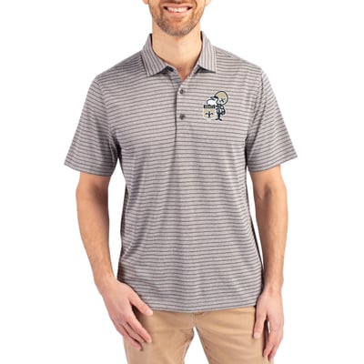  New Orleans Saints Cutter & Buck Throwback Forge Eco Heather Stripe Stretch Recycled Polo - Heather Gray