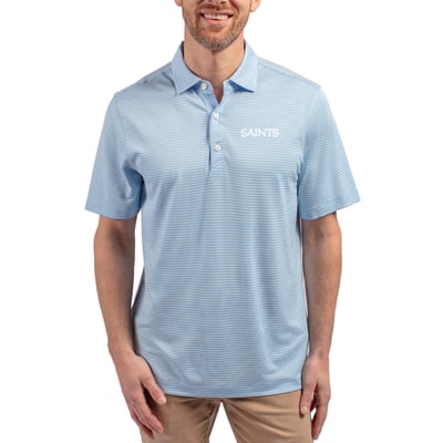 New Orleans Saints Cutter & Buck Forge Eco Double Stripe Stretch Recycled Polo - Powder Blue
