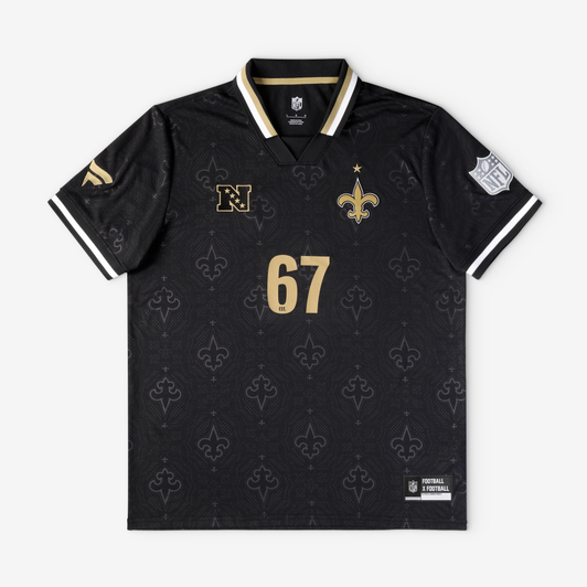 New Orleans Saints Fanatics Football x Football Collared Fan Top - Black