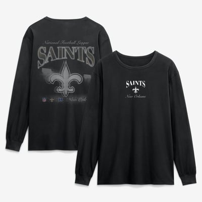 New Orleans Saints Fanatics Midnight Falls Long Sleeve T-Shirt - Black