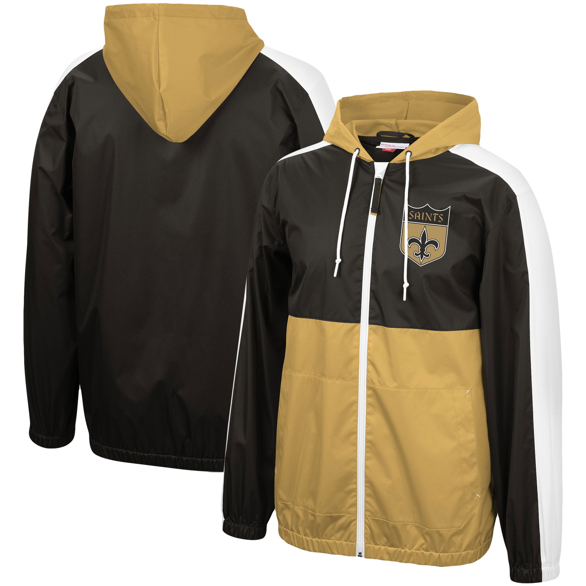 NFL New Orleans Saints ウィンドブレーカー mens-mitchell-and-ness-black-