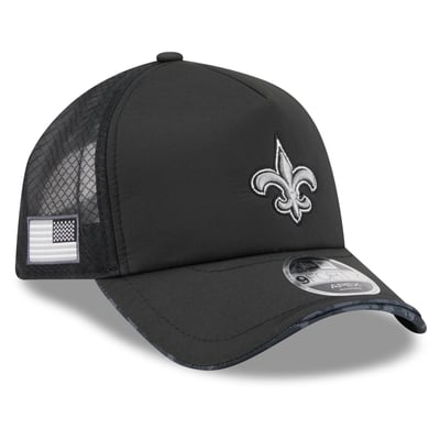 New Orleans Saints New Era 2026 Salute To Service Apex 9FORTY Adjustable Trucker Hat - Black