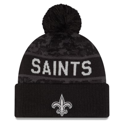 New Orleans Saints New Era 2026 Salute To Service Cuffed Knit Hat with Pom - Black