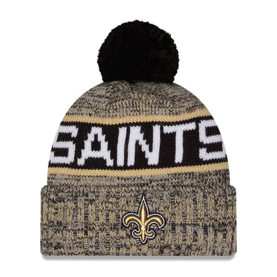 New Orleans Saints New Era Marled Cuffed Knit Hat with Pom - Black