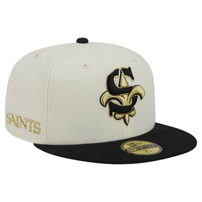 New Orleans Saints New Era Deceptor 59FIFTY Fitted Hat - Cream/Black