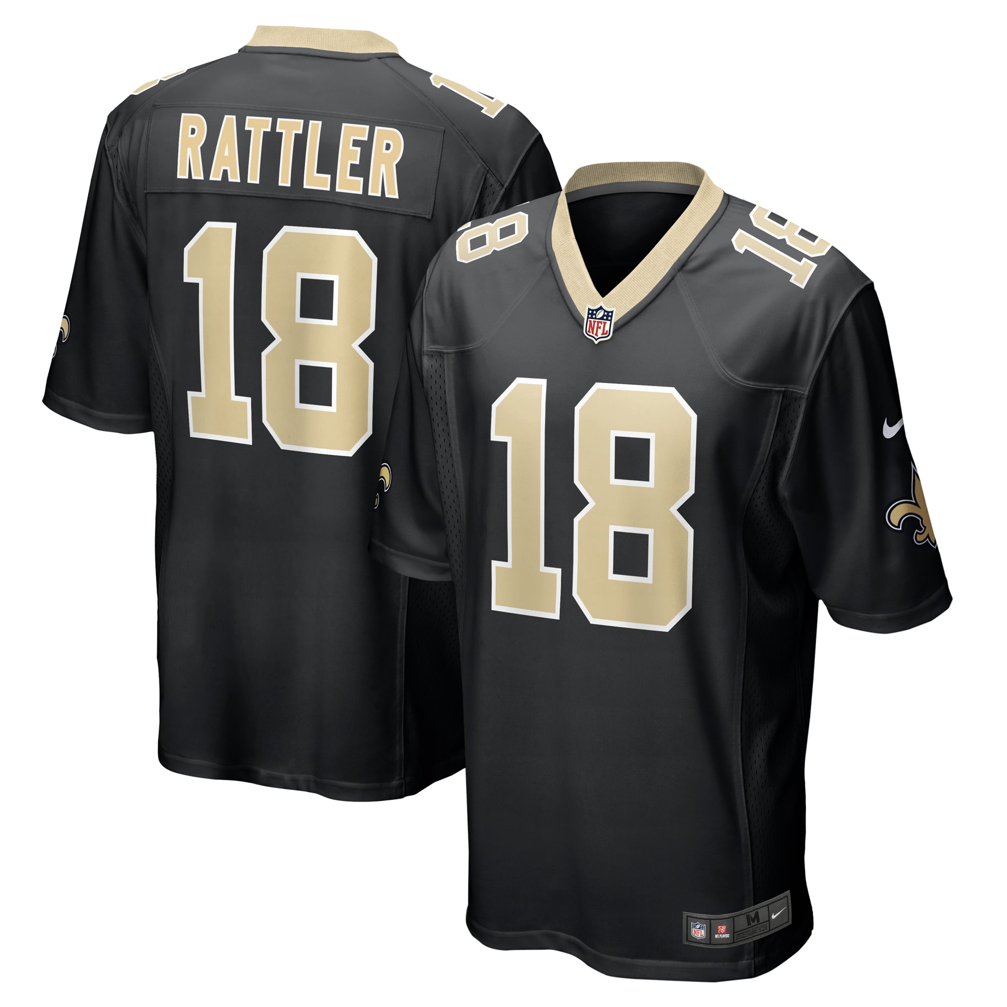 Children Rattler Men's New Orleans Saints Spencer Rattler Nike Black Game Jersey