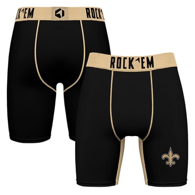  New Orleans Saints Rock Em Primary Logo Boxer Briefs - Black