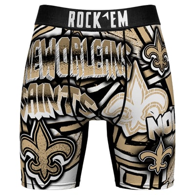  New Orleans Saints Rock Em Sketched Out Boxer Briefs - Black