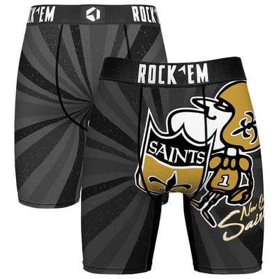  New Orleans Saints Rock Em Throwback Swirl Boxer Briefs - Black