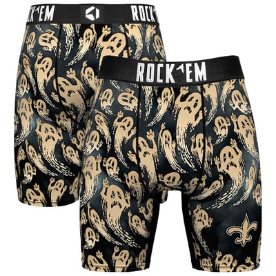 New Orleans Saints Rock Em Socks Halloween Ghost Fade Boxer Briefs - Black