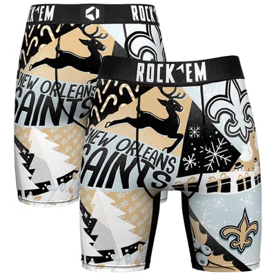 New Orleans Saints Rock Em Socks Holiday Tacky Remix Boxer Briefs - Black