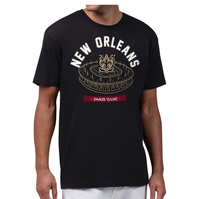  New Orleans Saints Starter 2026 NFL Paris Game Stadium Graphic T-Shirt - Black