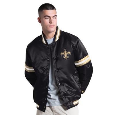 New Orleans Saints Starter Courtside Varsity Full Snap Jacket - Black